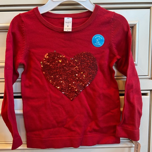 Carter's Girls Flip Sequin Red Heart Valentine's day Sweater Warm NWT $40 - Picture 2 of 2